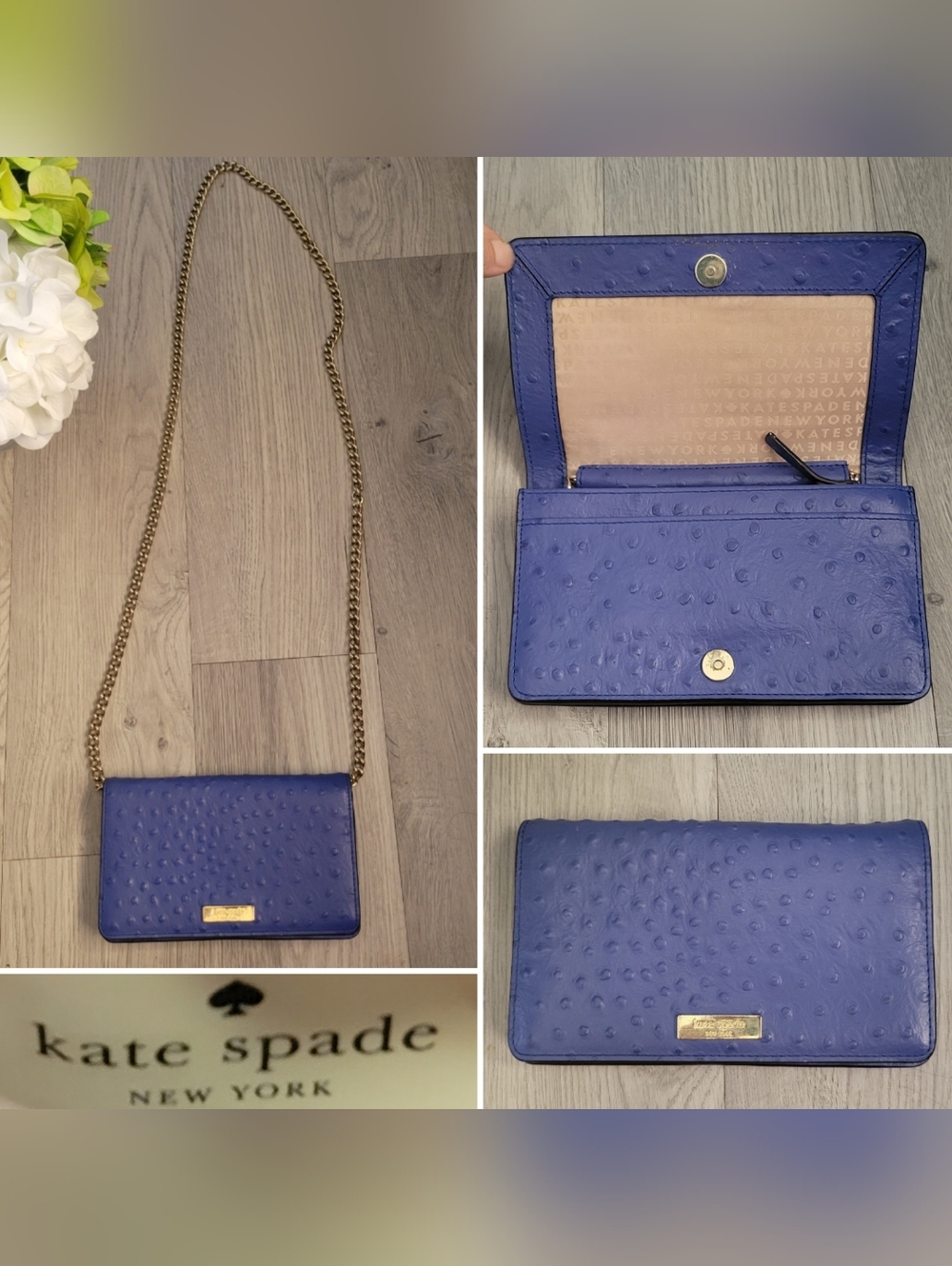 Kate Spade New York Alexander Ave. Lake Blue Ostrich Embossed Isabeli Crossbody